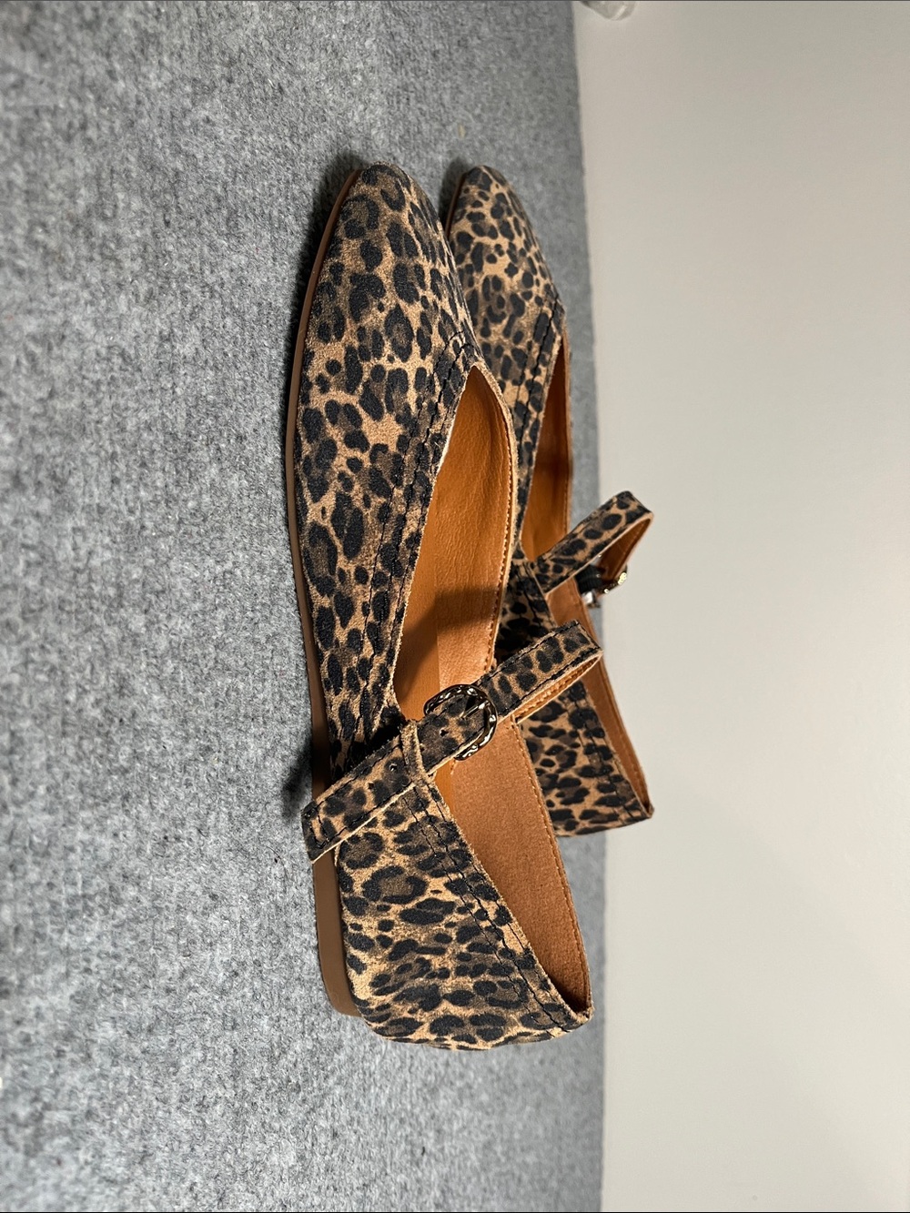 Lucky Brand Leopard Print Mary Jane Flats - Tan & Black - Picture 2 of 5